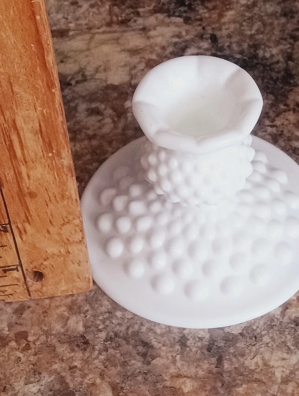 Vintage Fenton White Milk Glass Hobnail Candle Stick Holder Set Of Two